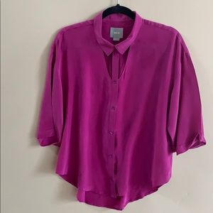 Maeve Anthropoligie Short Sleeve Silk Blouse